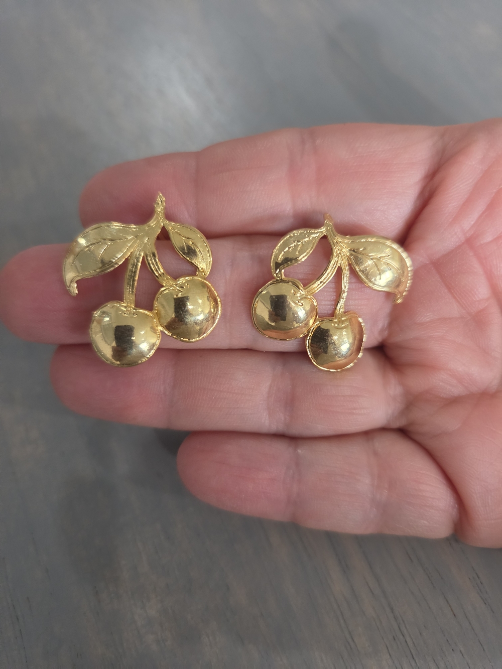 Gold Cherry Drop Stud Earrings - Women's Jewelry